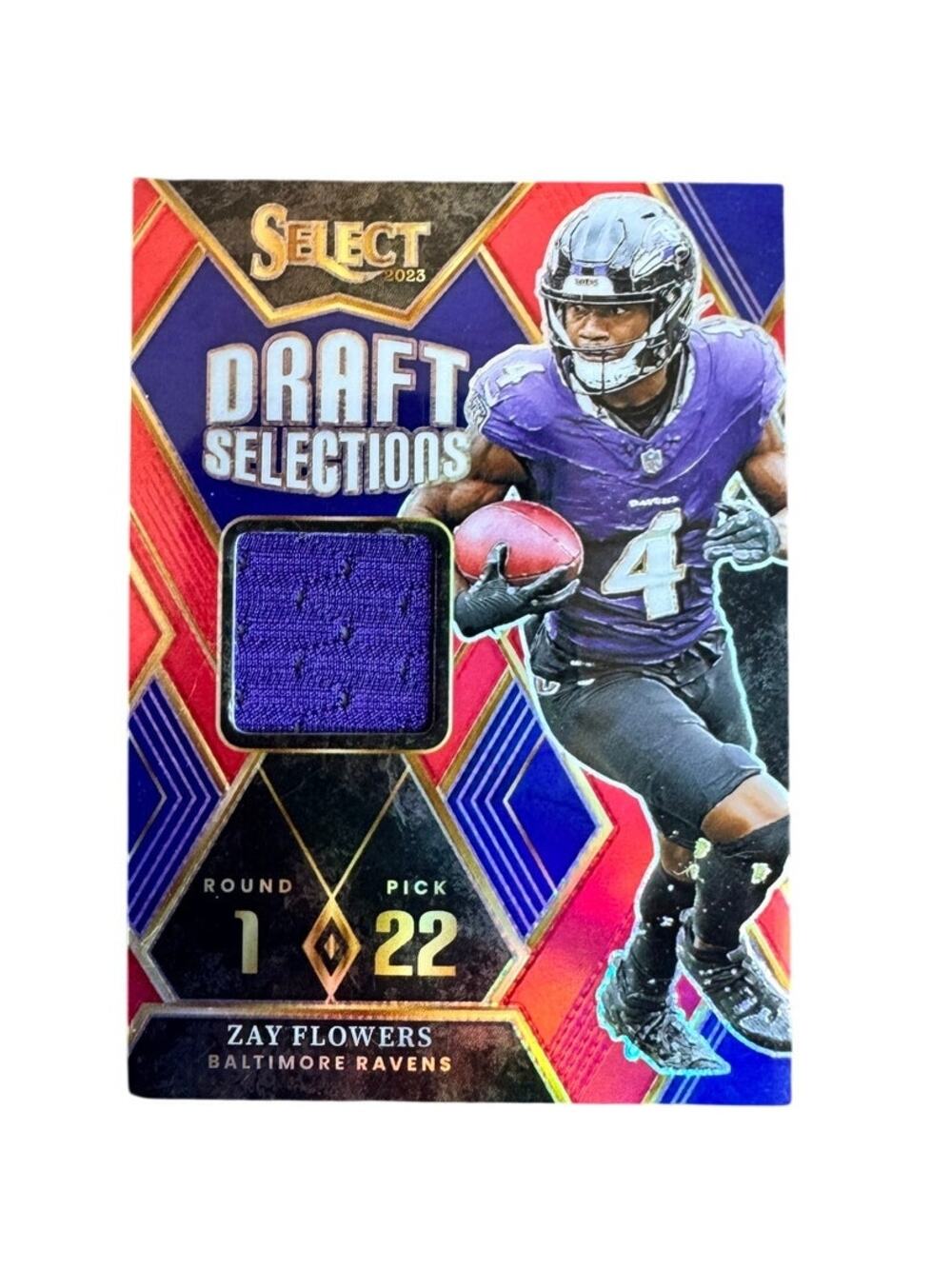 2023 Panini Select Zay Flowers Rookie Patch Card Ravens Draft Selections